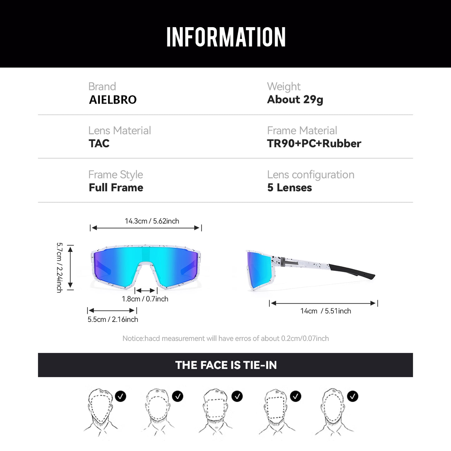 AIELBRO Polarized Cycling Glasses UV400
